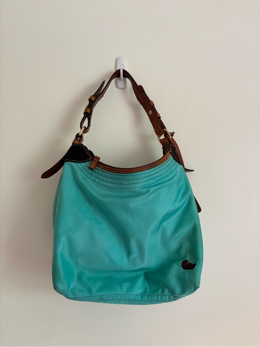 Dooney & Burke Teal Hobo Shoulder Bag with Brown Trim - Women Bags